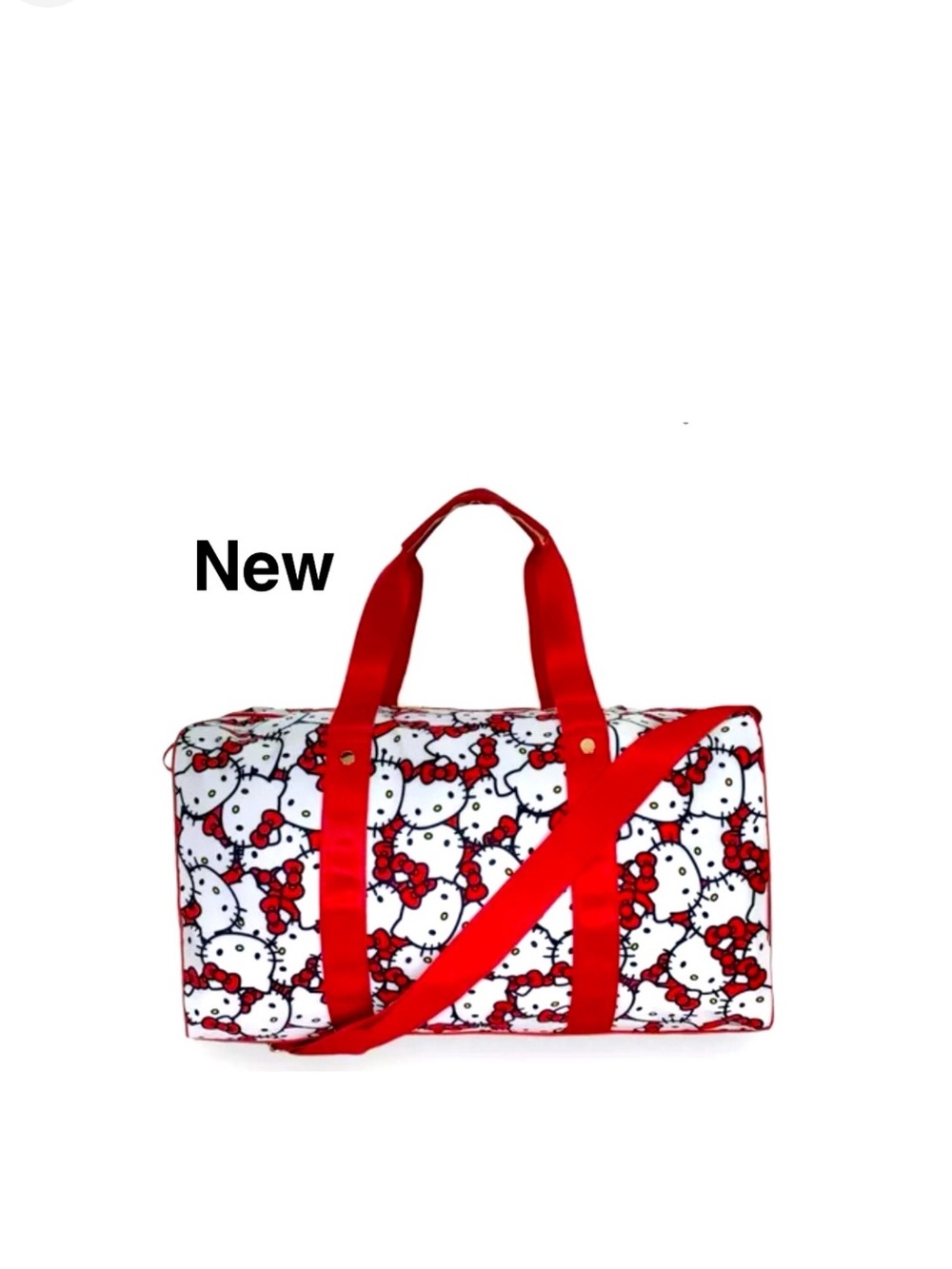 New Sanrio Hello Kitty Face AOP Duffle Bag Red Bioworld Weekender Carry-on⭐️⭐️⭐️